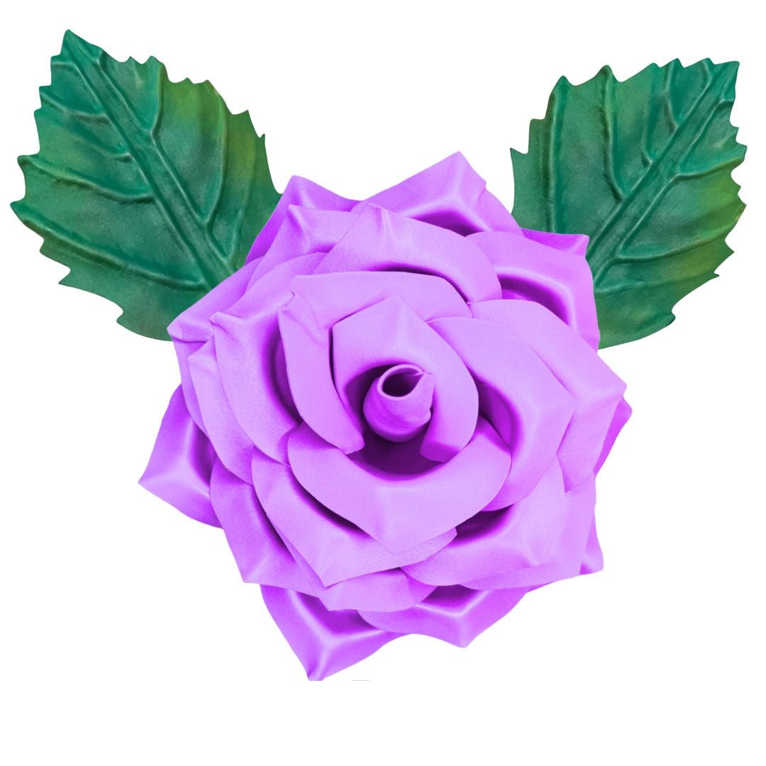 Purple floribunda rose wall statement flower with layered spiral petals for elegant wall-mounted decor