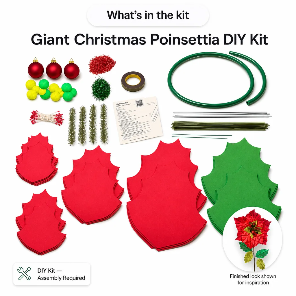 Holiday Flower Decor Poinsettia Kit – Pre-Cut Easy - Image 2