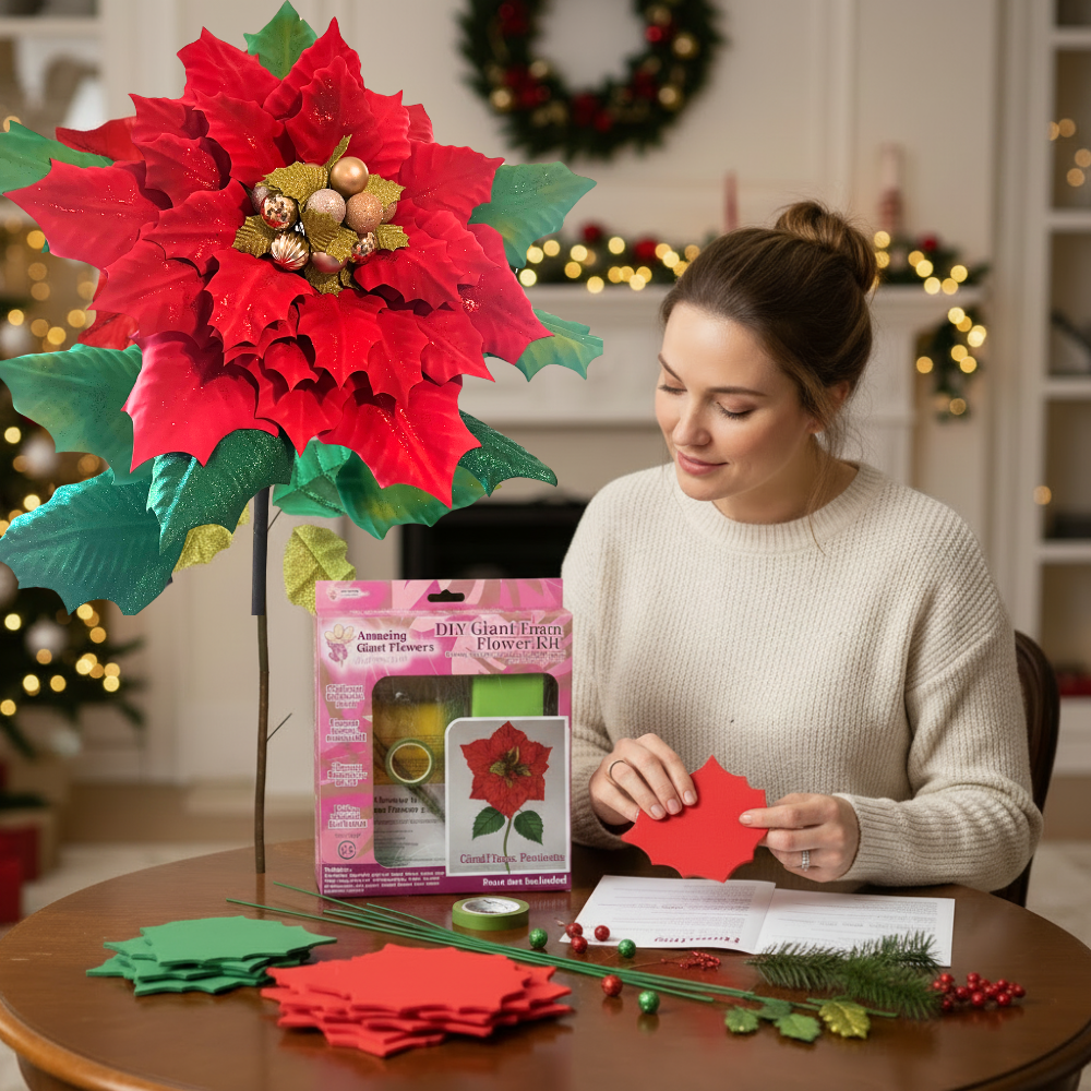 Holiday Flower Decor Poinsettia Kit – Pre-Cut Easy - Image 3
