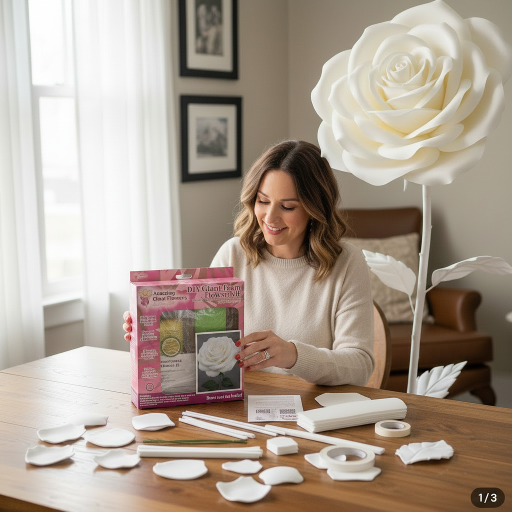 White Rose Freestanding Flower Kit β DIY Giant Wedding Bloom - Image 3