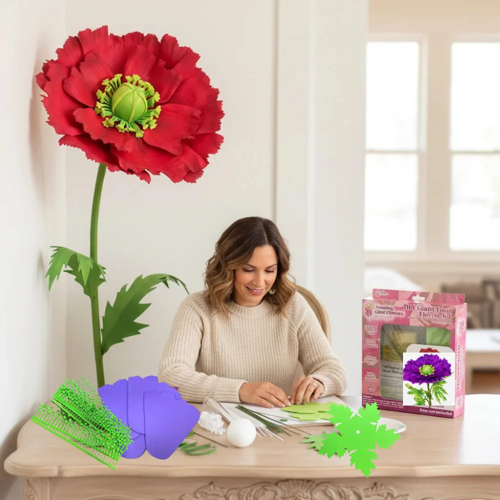 DIY Paper Flower Poppy Kit – Pre-Cut Foam Easy Build