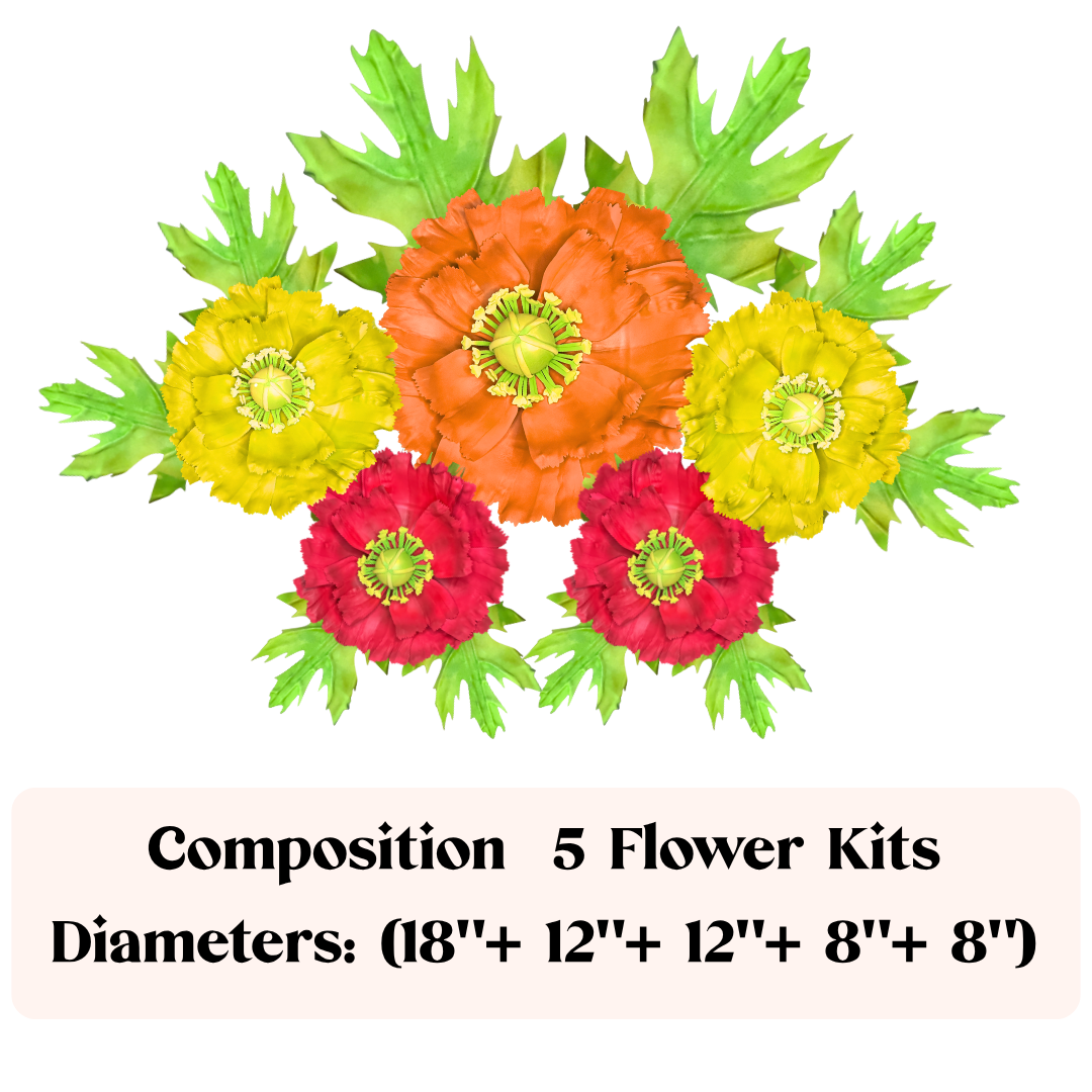 Five wall flower arrangement
