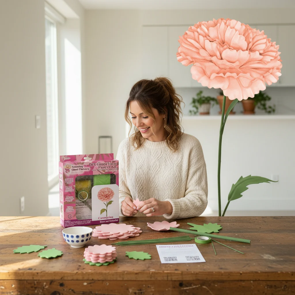 Giant Carnation DIY Kit — Freestanding Ruffled Statement Bloom - Image 3
