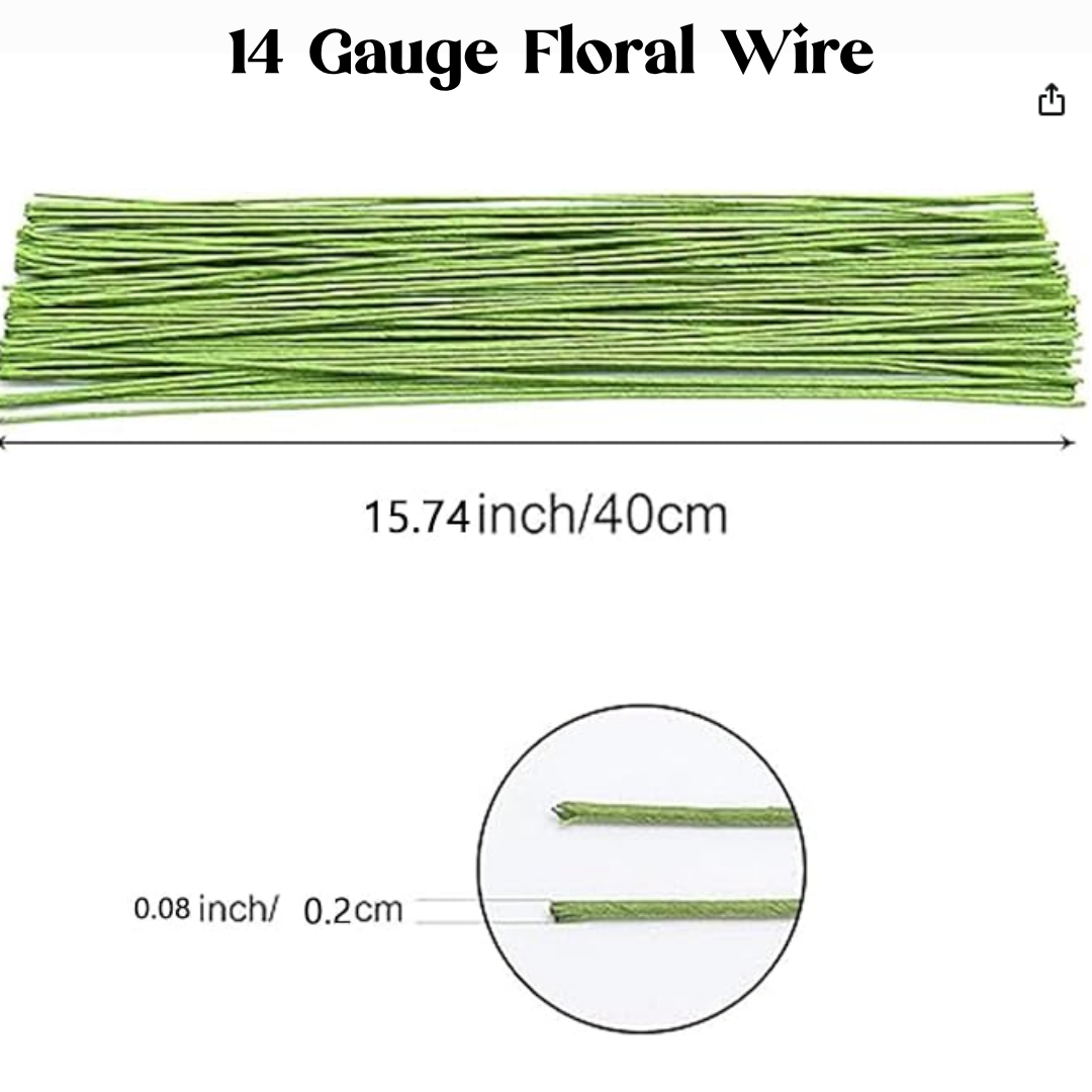14 Gauge Floral Wire, 16 Inch-   100 pack Paper Wrapped Green Floral Stem Crafting Wire - Image 2
