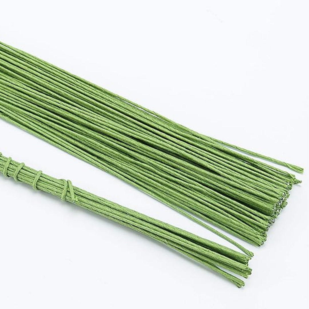 14 Gauge Floral Wire, 16 Inch-   100 pack Paper Wrapped Green Floral Stem Crafting Wire - Image 3