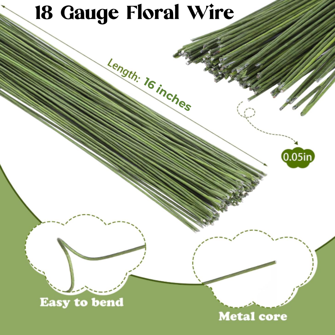 18 Gauge Green Florist Wire, 16 Inch long Paper Wrapped. 100 Pack - Image 2