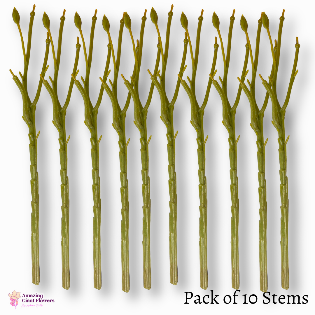 14" Flower Stem for Crafting Multiple blooms (10 Pack) 9mm thick